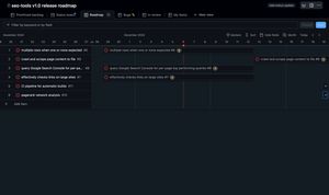 Screenshot of seo-tools roadmap project.